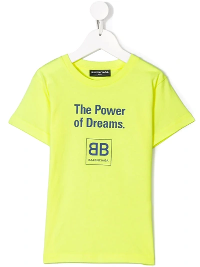 Balenciaga Kids' The Power Of Dreams T-shirt In Yellow