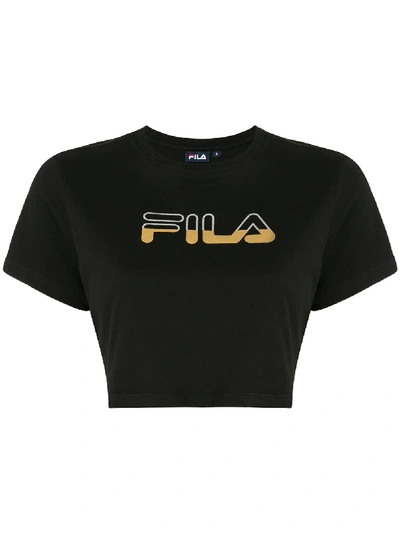 Fila Logo-print Cropped T-shirt In Black