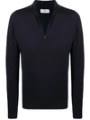 John Smedley Wyvern Navy Half-zip Merino Wool Jumper In Blue