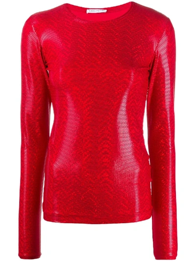 Saks Potts Patent Effect Top In Red