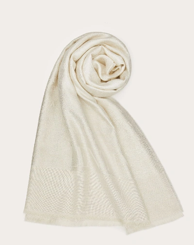 Valentino Garavani Vlogo Signature Lurex Jacquard Shawl 70x200 Cm / 27.5x79 In. In Ivory