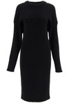 Bottega Veneta Open-back Ribbed-knit Sweater Dress In Black