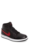 Jordan 1 Mid Sneaker In Black/ Gym Red