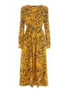 LOVE MOSCHINO ZEBRA-STRIPED CREPE SATIN MAXI DRESS