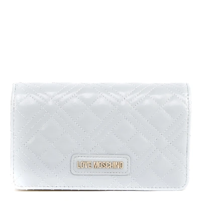 Love Moschino Ice Quilted Faux Leather Wallet In Silver