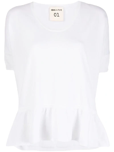 Semicouture Ruffled Hem T-shirt In White