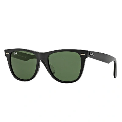Ray Ban Original Wayfarer Classic Sunglasses Black Frame Green Lenses 52-22