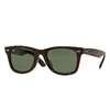 Ray Ban Original Wayfarer Classic Sunglasses Tortoise Frame Green Lenses 52-22 In Tortoise