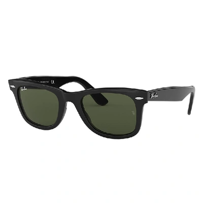 Ray Ban Original Wayfarer Classic Sunglasses Black Frame Green Lenses 52-22