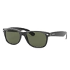 Ray Ban New Wayfarer Classic Sunglasses Black Frame Green Lenses 55-18 In Black