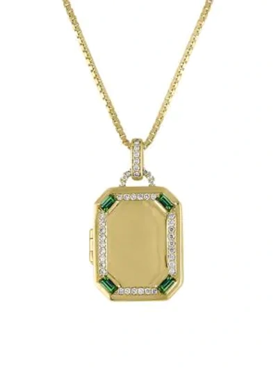 My Story Women's The Charlotte 14k Yellow Gold, Diamond & Emerald Locket Necklace