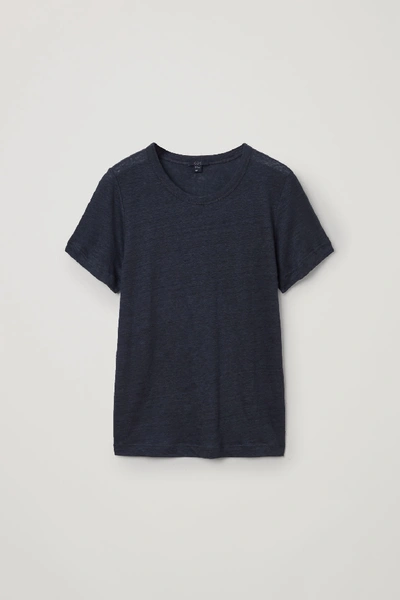 Cos Linen Relaxed T-shirt In Black