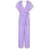 ALICE AND OLIVIA MITSUE LILAC BELTED PLISSÉ JUMPSUIT,3861690