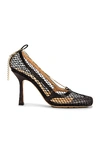 Bottega Veneta Mesh Square-toe Pumps With Chain Detail 90 Mm In Black & Black