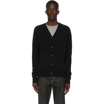 Acne Studios Black Melange Ribbed Cardigan In Black