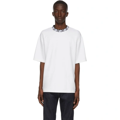 Acne Studios Face Motif Mock Neck T-shirt Optic White In Relaxed Fit T-shirt