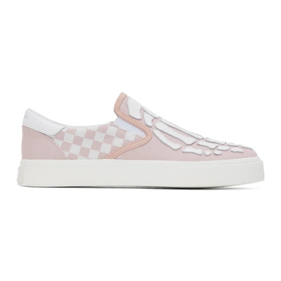 Amiri Pink Checkered Skeleton Slip-on Sneakers