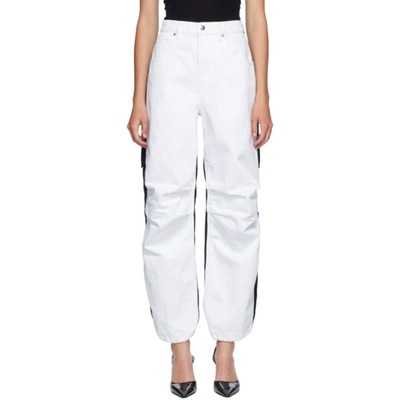 Alexander Wang Pack Mix Paneled Denim And Shell Trousers In White