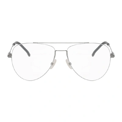 Fendi Gunmetal & Silver Aviator Glasses In 0kj1 Dk Rut