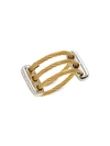 ALOR 18K WHITE GOLD & YELLOW STAINLESS STEEL, 0.12 TCW DIAMOND CABLE RING,0400012767984