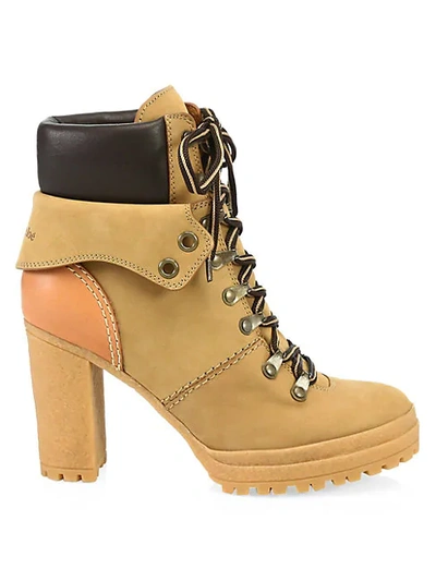 See By Chloé Eileen Nubuck & Leather Hiking Boots In Tortora Tan | ModeSens