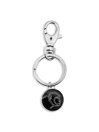 Zegna Silvertone & Black Agate Monkey Keyring