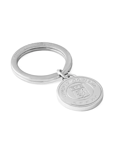 Zegna Rhodium-plated Crest Logo Keyring