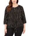 ADRIENNE VITTADINI PLUS SIZE DOT-PRINT TOP