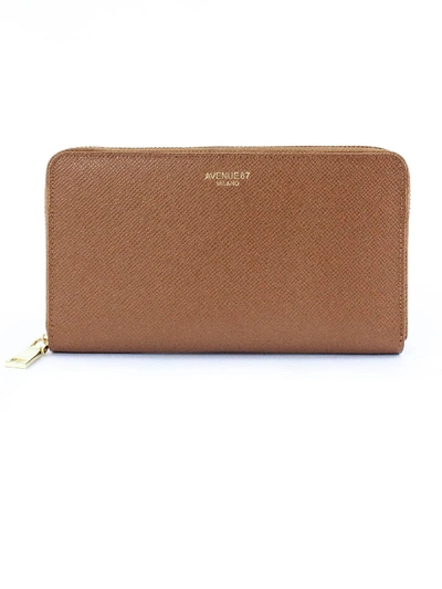 Avenue 67 Brown Leather Wallet In Cuoio