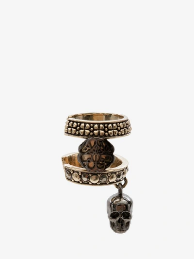Alexander Mcqueen Skull And Charm Seal Ear Cuff In Gold