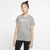 Nike Dri-fit Big Kids' Swoosh Training T-shirt In Carbon Heather