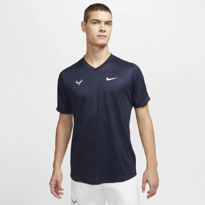Nike Rafa Challenger Men's Short-sleeve Tennis Top In Obsidian,white