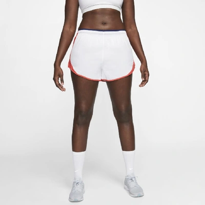 Nike Tempo Luxe Blue Ribbon Sports Women's 3" Running Shorts In White,track Red,blue Void