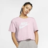 Nike Sportswear Essential Women's Cropped T-shirt (pink Foam) In Pink Foam,white