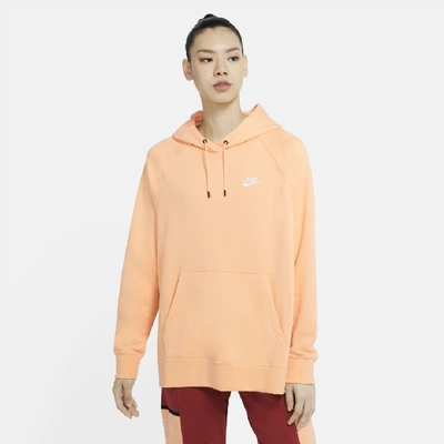 Nike Sportswear Essential Women's Fleece Pullover Hoodie In Orange Chalk,white