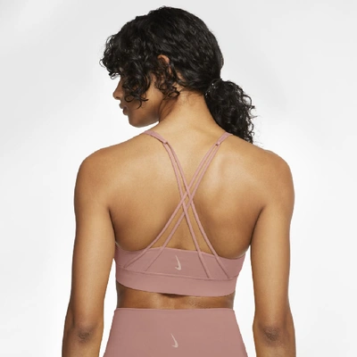 Nike Swoosh Luxe Women's Medium-support Padded Longline Sports Bra In Rust Pink,particle Beige