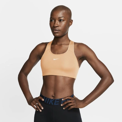 Nike Swoosh Women's Medium-support 1-piece Pad Sports Bra (orange Chalk) In Orange Chalk,white
