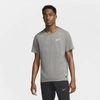 Nike Dri-fit Rise 365 Future Fast Running T-shirt In Dark Grey Heather,blue Void