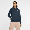 Nike Sportswear Essential Women's Fleece Pullover Hoodie (deep Ocean) In Deep Ocean,white