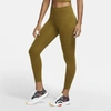 Nike One Luxe Women's Mid-rise 7/8 Leggings In Olive Flak,clear