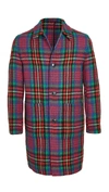 AMI ALEXANDRE MATTIUSSI MULTI COLOR PLAID WOOL TOPCOAT