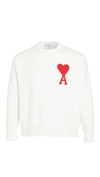 Ami Alexandre Mattiussi Ami Paris Ami Heart Design Wool Sweater In Intarsia Knit In White