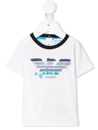 Emporio Armani Babies' Logo Print T-shirt In White