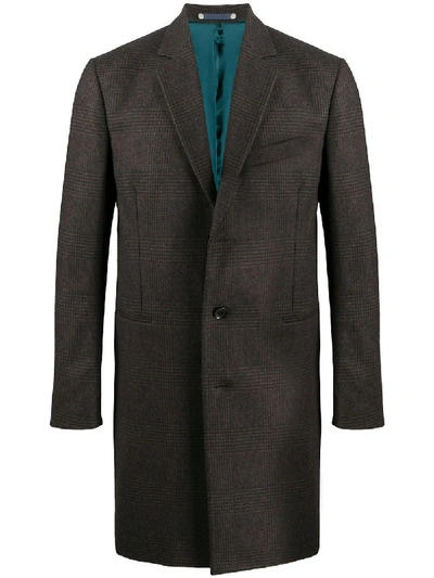 Ps By Paul Smith Melton Check Print Coat In Brown