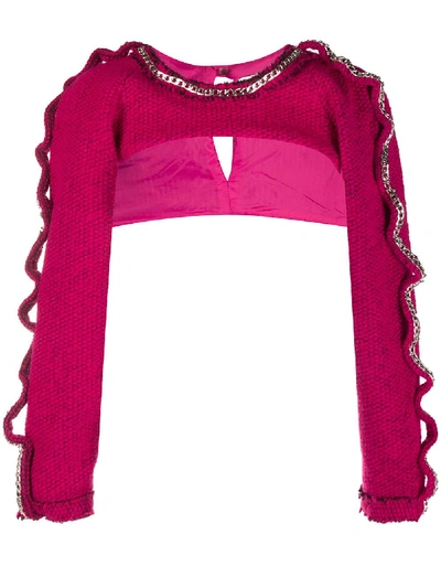 Loulou Cropped Long-sleeve Top In Pink