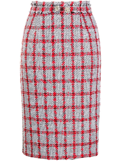 Loulou Knitted Check Skirt In White