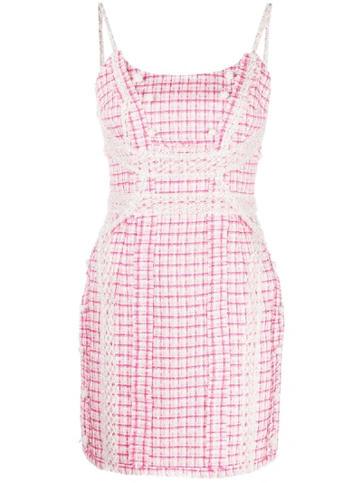 Loulou Bead-embellished Check Dress In Pink