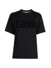 Fendi Velvet Logo T-shirt In Black