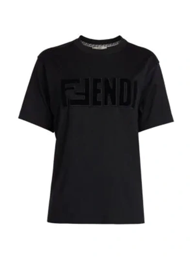 Fendi Velvet Logo T-shirt In Black