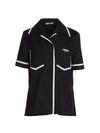 Fendi Collared Popeline Bowling Shirt In Black